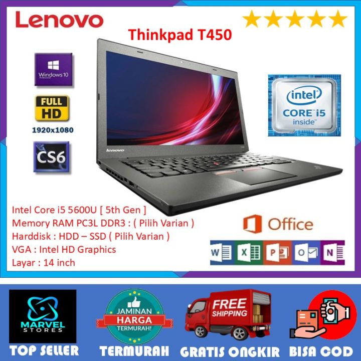 SALE!! Laptop Lenovo Thinkpad T450 Core i7 Gen RAM 8GB SSD