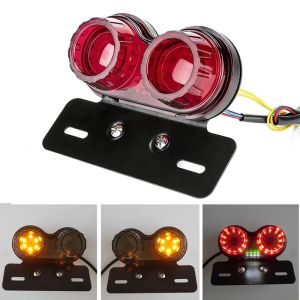 18 LED 12V Motorcycle Integrated Brake Tail Light Turn Signal Lamp With License Plate Bracket For Honda Yamaha Harley.