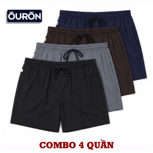 [COMBO 4] Quần Đùi Nam OURON Thời Trang Form Basic Quần Short  Vải Xi Giãn Thoáng Mát Túi Khóa Zip Tiện Lợi Cạp Chun Dây Rút Size 40-90Kg