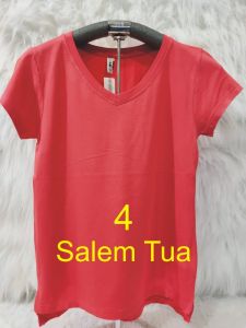 KAOS POLOS WANITA V NECK ABG LENGAN PENDEK BAJU CEWEK/CEWE MURAH MODEL / KEKINIAN KERAH V