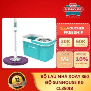 Bộ lau nhà xoay Sunhouse KS-CL350PO lồng inox chống gỉ cán inox điều chỉnh độ dài