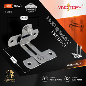 (2PCS) Vincitory - Grendel Tekuk Selot Kait Siku Kunci Pintu Geser Sliding Jendela Lemari Stainless 3 4 inch 2053 | Bisa COD