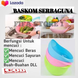 Baskom Waskom Wadah Tempat Peniris Alat Tiris Cuci Beras Buah Sayur Serbaguna