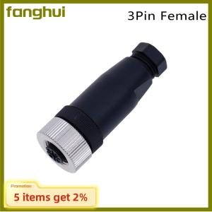 fanghui 1Pc M12 sensor connector 3 4 5 pin male female straight right angle plug