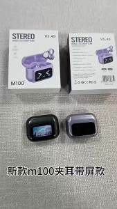 Mẫu Nổ AI Tai nghe Bluetooth dịch thuật thông minh M100 Tai nghe thể thao chất lượng cao với màn hình màu cảm ứng thông minh clip-on