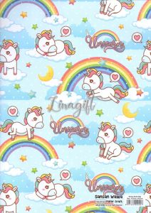 ( 5 Lembar ) UNICORN SANWA - KERTAS KADO MY PONY FLAMINGO ANGSA - GIFT WRAPPING PAPER SANSAN WAWA