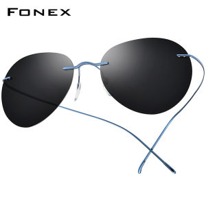 FONEX Kính Râm Không Vành Bằng Titan Kính Râm Phân Cực Vuông Không Vít Không Gọng Phong Cách Nhật Bản Hàn Quốc Siêu Nhẹ Mới 2022 Dành Cho Nữ F85694