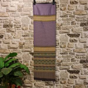 227.ผ้าฝ้าย ผ้าทอทั้งผืน ลายซิ่นตีนจกเชียงแสน สีม่วง