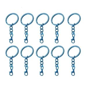 10 Pieces Colorful Metal Keychain Rings with Chains and Clasps for Keys Fashionable Key Holders Accessories