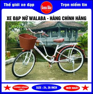 xe đạp phổ thông nữ mới nhất 2023 khung cong cải tiến sang xịn mịn cỡ 24 inch và 26 inch ( tặng thêm bình nước thủy tinh siêu xịn và 1 bơm xe)