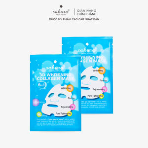 Bộ 2 Mặt nạ trắng da Sakura 3D Whitening Collagen Mask 1 miếng 25ml