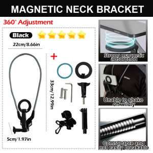 Pemegang telefon jalur leher magnetik untuk penggambaran POV kamera mendaki berbasikal melancong dan vlog.