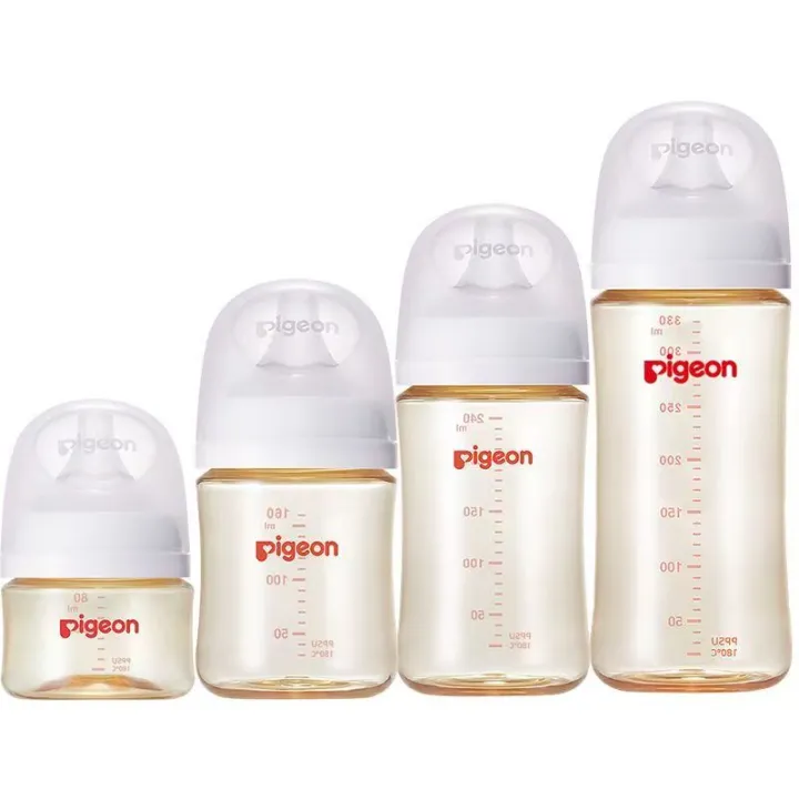 Bình sữa Pigeon cổ rộng chất PPSU cao cấp – Núm ti mềm mô phỏng ti mẹ, chống đầy hơi, an toàn cho bé sơ sinh – Dung tích 160ml / 240ml / 330ml
