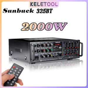 SUNBUCK 325BT Bluetooth Power Amplifier 110/220V Audio Stereo Digital Amplifier Supports 4 Microphone Inputs USB SD FM AUX with remote control