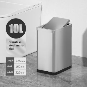 15L thép không gỉ VUÔNG LẮC nắp thùng rác đồ gia dụng sức chứa lớn vỏ sò