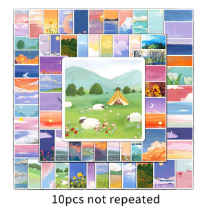 100pcs Landscape Oil Paintings Sticker Graffiti DIY Phone Laptop Luggage Motorcycle Bike Skateboard Decals Kids Toys
