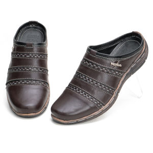 Sendal Sepatu Pria Casual Selop Bustong Cowok Kulit  Rajut BS02
