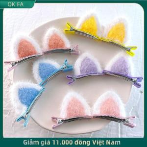 QK FA ✨ 2pcs sang trọng Mèo Tai tóc Clip thiết lập dễ thương phim hoạt hình lập thể thiết kế phong cách Hàn Quốc cho cô gái nhỏ tóc phụ kiện thời trang