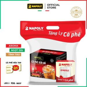 [Hỏa tốc 2h] [Hộp lớn] Cà phê hoà tan sữa đá 3in1 Napoli Coffee 10 gói x 22g - Cafe sạch chuẩn Arabica/Robusta nguyên chất [Freeship Max]