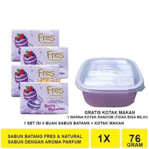 Sabun Mandi Batang / Soap Bar Fres and / n Natural 76 Gr  x 4 pcs Varian Green Mirage Berry Macaron Cotton Dreams Refill Sabun Cair Pouch 400 Ml Varian Pink Cupcake Midnight Secret Berry Macaron Cotton Dream