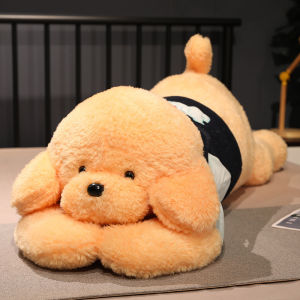 JOJO CASTLE 2025 Lovely Lying Poodle Dog Plush Toy 100CM Stuffed Soft Animals Puppy Sleep Doll 90/110/130/160cm Pillow Bed Cushion Kawaii Birthday Gift for Kids