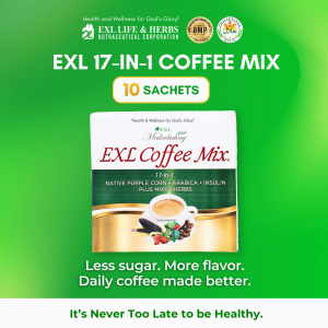 EXL Coffee Mix 17-in-1 – Low Sugar Herbal Coffee with Arabica Ginseng Turmeric & Spirulina | Vegan Gluten-Free & Low Caffeine