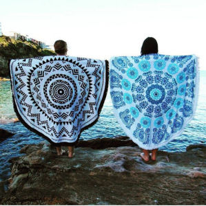 Beach Towel Round Hippie Tapestry Throw Mandala Flamingo Lush Beach Towels Yoga Mats