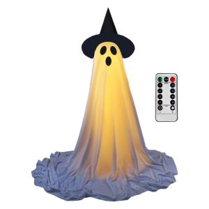 NALANILI Đèn LED dây Đồ trang trí ma đứng cho lễ Halloween Có thể điều chỉnh độ cao Có thể gấp lại Đồ trang trí ma quái Halloween Điều khiển từ xa Thắp Sáng Những Bóng Ma Trang trí tiệc Halloween