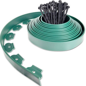 No-Dig Plastic Garden Edging Border Lawn Grass Edging Decor Fence Landscape Belt With 30 Anchoring Spikes