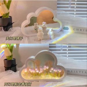 🎁 Original Product + FREE Shipping 🎁 Cloud Mirror Tulip Lamp - DIY Tulip Night Light Handmade LED Cloud Tulip Lamp Simulation Flower Bedroom Sleeping Table Lamp Atmosphere Light