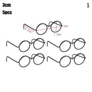 5210A 5PCS Fashion Alloy Cute Black Round Frame Doll Glasses Lensless