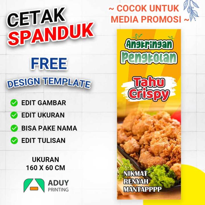 Cetak Spanduk Banner Angkringan Tahu Crispy Ukuran 160x60 Bisa Kustom