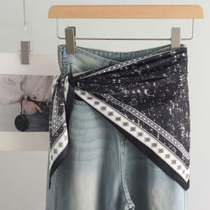 SIERWU Tie-Dye Womens Scarf Satin Clothing Accessories Decor Jeans Belt Fashion Retro Triangular Scarf Spring and Summer