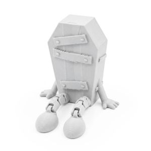 BLESSFUL Gothic Coffin Figurine 3D Printed Novelty Halloween Figure Ornament Funny Unique Movable Joint Figurine Decor