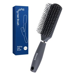 RHOS Hair Brush for Men - Detangler and Styling Brush with Nylon Bristles for Wet and Dry Hair Massage Function Suitable for Bangs Thin Short and Thick Hair (1 Pack - Blue)