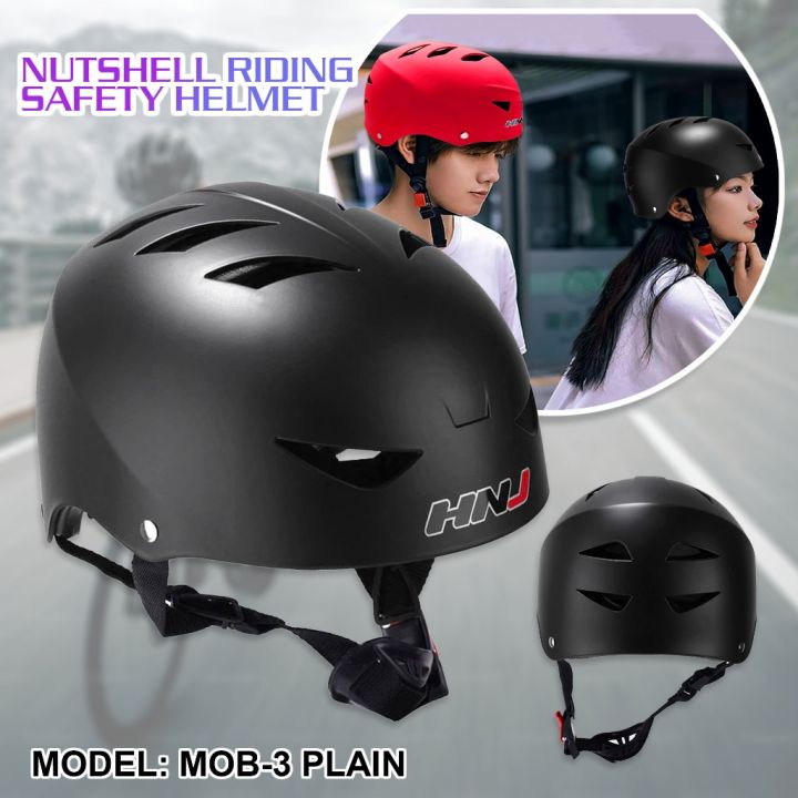 lazada helmets Motorcycle Bike Riding Nutshell Open Face Helmet Sports Outdoor Helmets  (MOB-3 Plain) Glossy Black Motorcycle Helmet Plain Design Helmet - Lazada
