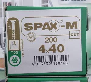SPAX SCREW – สกรูสำหรับงานไม้จากเยอรมัน ขนาด 4x40 มิล สกรูหัวจม(Flat Counter Sunk Head)