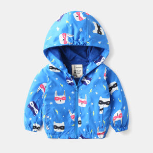 Rolanko Toddler 2-7 Years Boys Windbreaker Casual Jacket Outerwear Kids Zip Hooded Jacket Baby Cute Dust Coat