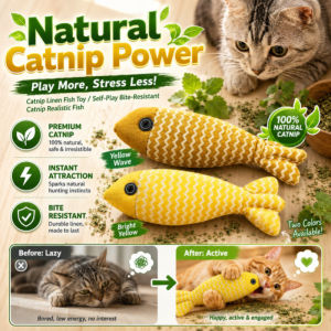 JMY Catnip Fish Toy Interactive Self Entertainment Durable Teething Cat Toy Plush Fish Crinkle Sound Bite Resistant Cat Toys