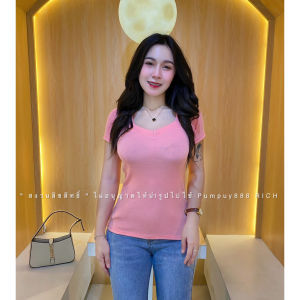 🎀Birthday Shop🎀เสื้อยืดคอเหลี่ยมแขนสั้นสีพื้น เสื้อรัดรูปสาวอวบผ้ายืด(เสื้อผ้าผู้หญิงเรียบๆ)