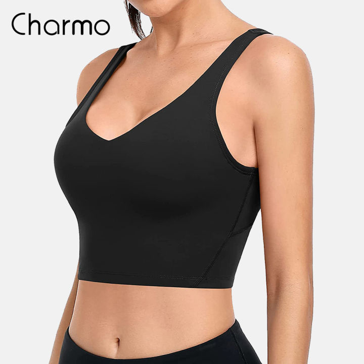 Charmo Sports Bra Women's Workout Crop Tank Top Sleeveless