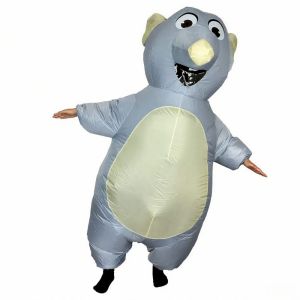 GAVINMK Funny Inflatable Mouse Costume Full Body Jumpsuit Cartoon Cute Mouse Inflatable Suit Doll Clothes Detachable Fan Inflatable Mouse Clothing Halloween Decoration