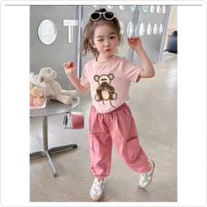setelan baju dan celana kargo anak perempuan korea style 1-12 tahun