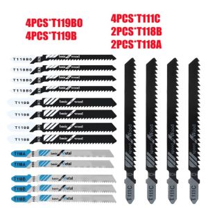 16pcs Steel Jigsaw Blade Set Fast Cutting Anti-chipping Saw Blade Set for Wood Metal Plastic