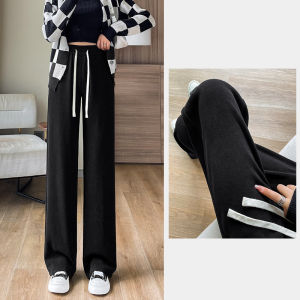 Beibei Velvet Fleece-Lined Pants for Women Autumn and Winter Warm Straight-Leg Slimming Pants Off-White Versatile Sweatpants Casual Long Pants