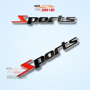 Logo chữ nổi SPORTS kim.loại trang trí ô tô xe máy