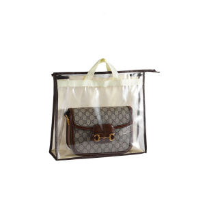 Dust Bags For Handbags Premium Clear Handbag Storage Dustproof & Moistureproof Purse Storage Organizer for Closet Shelf Hanging with Zipper & Handle Storage Bag (Black+ Cream)