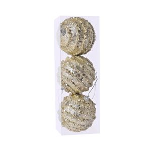 CANVELL 8cm Christmas Hanging Balls Foam Shatterproof Christmas Tree Ornaments Holiday Ornament Champagne Xmas Balls Pendant Festive Party Decor