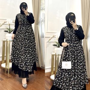 GAMIS TANPA HIJAB TERBARU CERUTY BABYDOLL MIX CANTILI/GAMIS ABAYA SARINA PREMIUM/GAMIS CERUTY OUTER TILE /DUA LAYER BUNGA TERBARU/DRESS KONDANGA/BISA COD