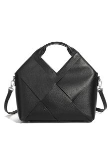 BeeGreen Women Woven Leather Handbag Elegant Commuter Briefcase Versatile Shoulder Bag